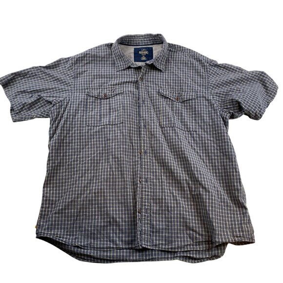 Redhead Mens Shirt 2XL Short Sleeve Plaid Button-Down Blue & White Cotton Casual - Picture 1 of 8